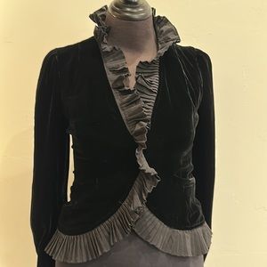 Betsey Johnson velvet ruffle dress jacket